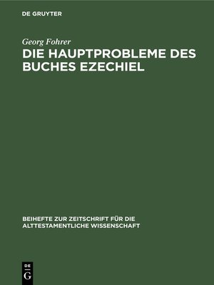 cover image of Die Hauptprobleme des Buches Ezechiel